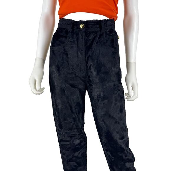 Gianfranco Ferre Black Faux Fur Pants 4 #236100G77B - Picture 2 of 12